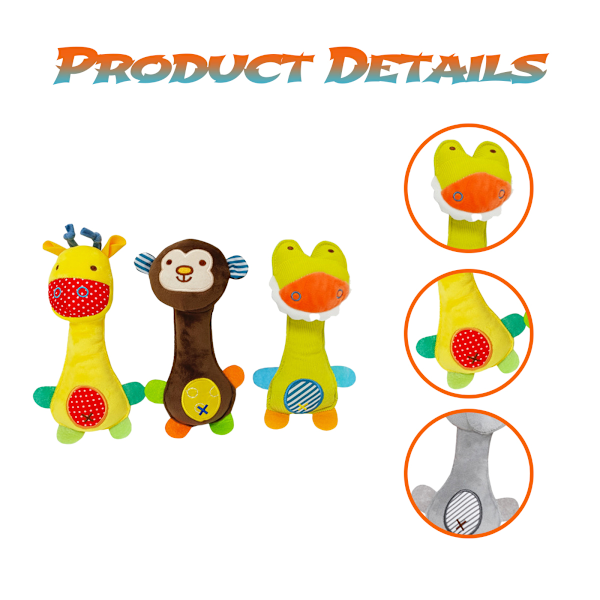 3 st/set Baby Mjuka Skallror Leksaker Djurljud Skallra Leksaker Spädbarn Tidig Utveckling Baby Leksaker Nyfödd Spädbarn Gåva