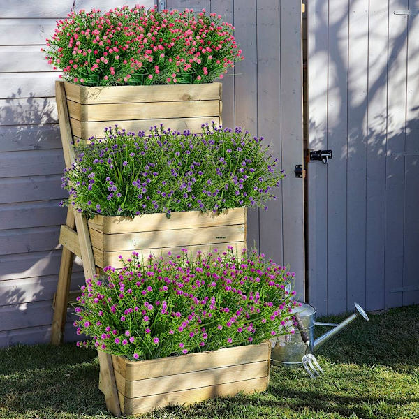 12 Bundter Kunstige Udendørs Blomster, Real Touch Falske Baby's