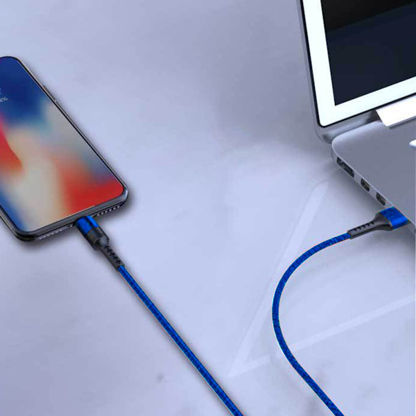 2m - Lightning 3A - \"BLÅ\" / kabel/ladekabel/hurtig opladning