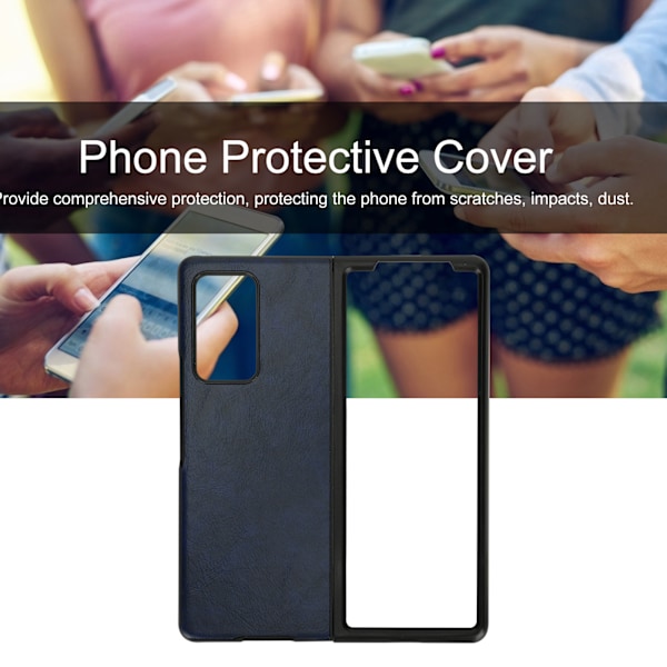 Mobilt telefonfodral i läder för Samsung Galaxy Z Fold 2 skyddande fodral AntiFall-fodral (blå)