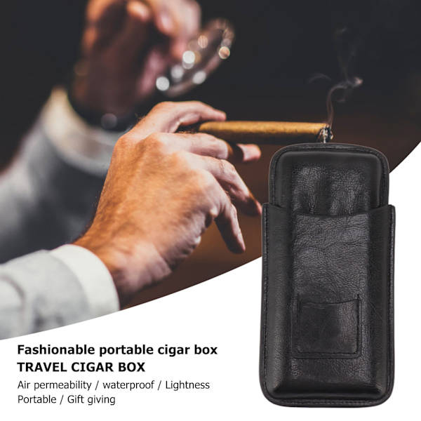 Läder cigarrfodral bärbar 3 finger cigarr humidor bärväska med skärare ficka för cigarrälskare