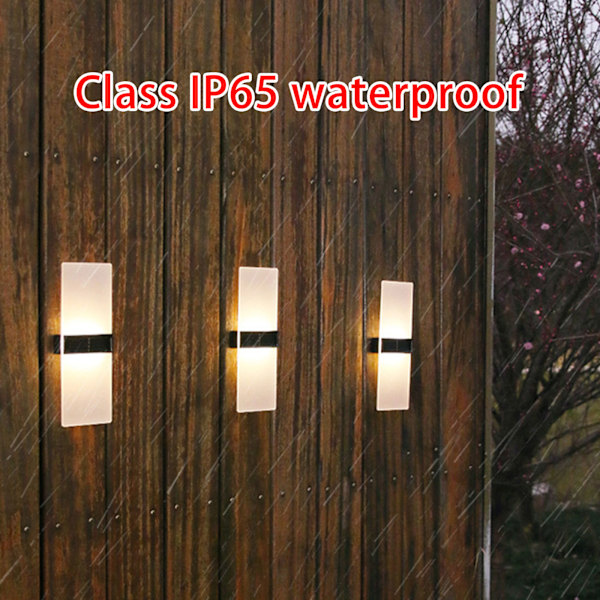 Sofistikerade solcellsvägglampor, 2-pack IP65 vattentäta utomhusarmaturer, solcellsdrivna justerbara färgtemperaturlampor för uteplats garage dekor