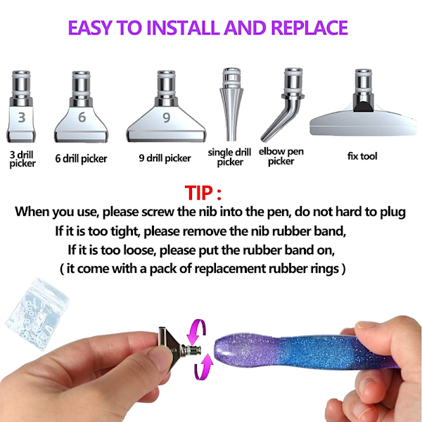 Diamantmaleri Pen Kits, Rustfrit Stål Bor Pen Spidser