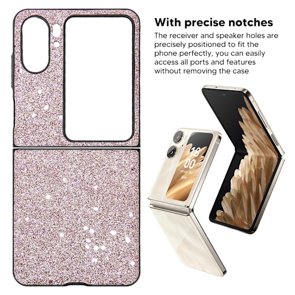 Foldbar telefonetui ABS beskyttende skinnende telefoncover anti-drop etui til Find N2 Flip Pink