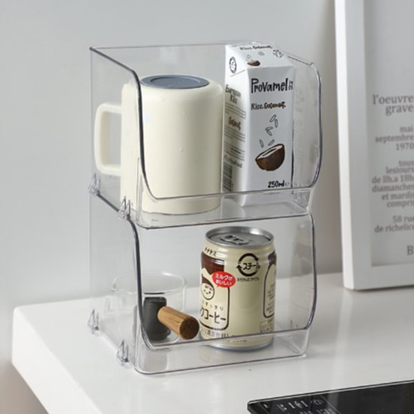 Kosmetisk displayboks, multifunktionel stabelbar plastik gennemsigtig makeup-arrangør til hjemmet (15,5x15x12,8cm)