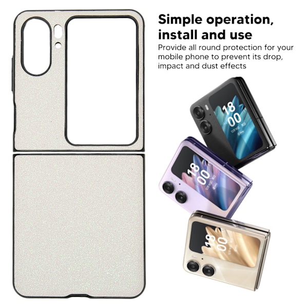 Fällbar telefonfodral ABS skyddande glänsande telefonfodral Anti-fall fodral för Find N2 Flip Vit