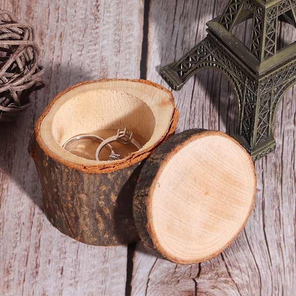 Omålade Trähantverk, DIY Smyckesbehållare Vigselringhållare för Bröllop Förlovning Årsdag Alla Hjärtans Dag Presenter (3 st)