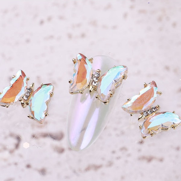 Rhinestones för naglar, 3D fjärilsnagelsmycken, DIY-konst