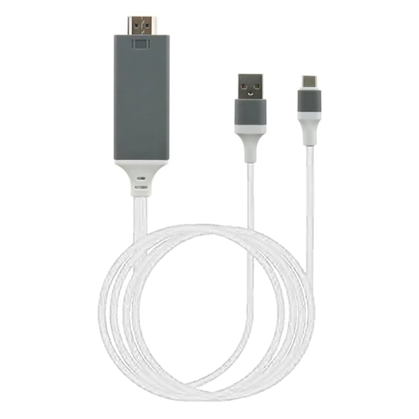 Adapterkabel Type C til High Definition Multimedia Interface-kabeladapter PVC-kobber til telefon, bærbar computer, hvid