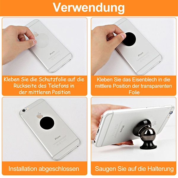 LIUCOLI Metalplade til mobiltelefon 6 stk. - Metalplader til magnetisk mobiltelefonholder til bil, metalplade med klæbefilm til biltilbehør, 3