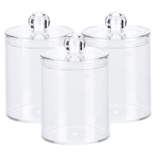 3 stk. bomuldspindkuglepudeholder, 10 oz apotekerkrukke klar makeup-arrangør, badeværelsesbeholdere dispenser