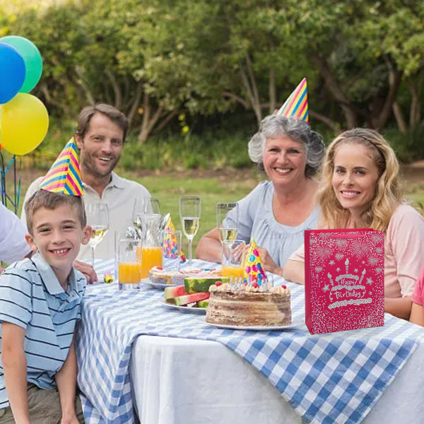 4 stk. Happy Birthday gavepose varmluftballon papirpose studerende med gavepose