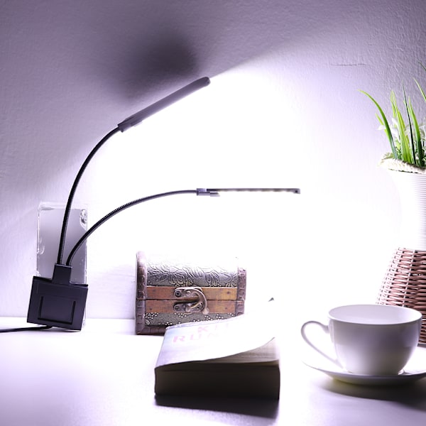 Dobbelt LED-lampe Justerbar Dobbelt Arm Lys til Akvarium Fisk Tan