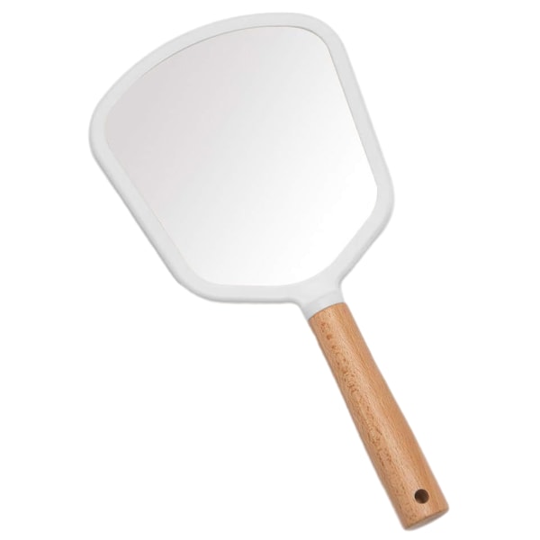 Handspegel med Handtag för Smink, Liten Söt Handspegel i Trä white