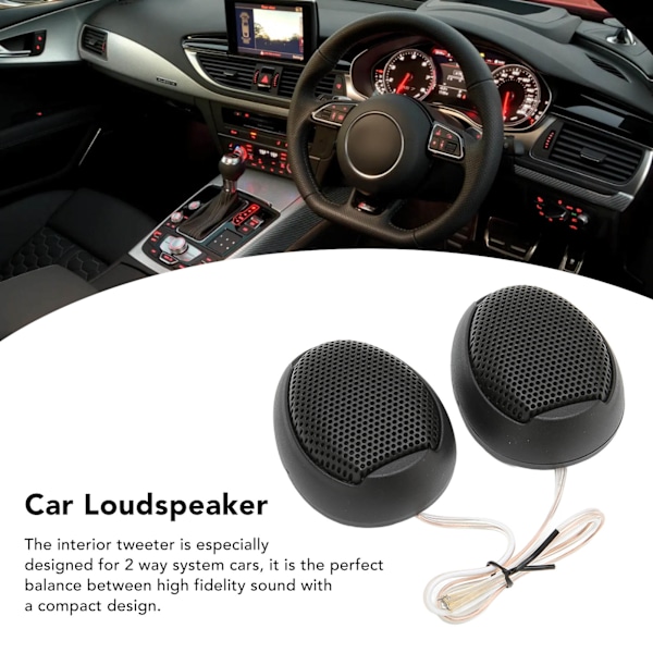 2 st bil-tweeters 98dB 1000W Dome Interiör Stereo Audio Högtalare för Ljudsystem Svart