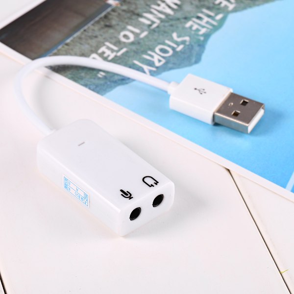 Vit USB 2.0-kanal virtuell 7.1-effekt Xear 3D-ljudkort Adapter för XP
