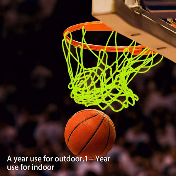 Basketnät som lyser i mörkret, nattljus korg nät Heavy Duty ersättning utomhus lysande tjock solenergi alla väder bärbar standardstorlek
