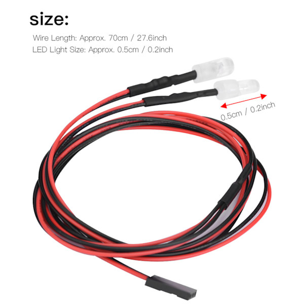2PCS 5mm strålkastare RC tillbehör LED-lampor för 1/10 modell driftbil fordon (12# rött ljus)