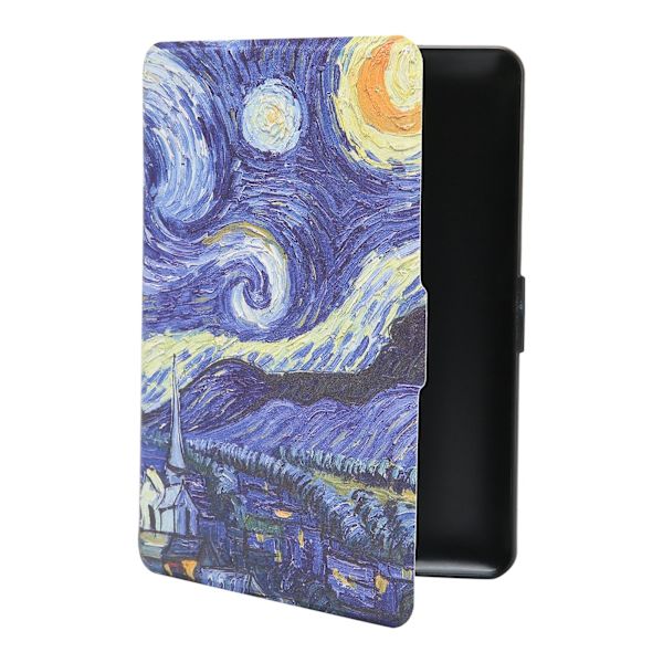 Ebook-läsare Skyddande PU-läderfodral med målat motiv för Kindle Paperwhite123 E-läsare (Van Gogh Starry Sky)