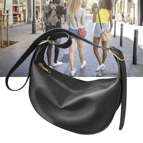 Kvinnors axelväska handväska PU Casual Fashion Enkel Mångsidig Justerbar längd med dragkedja Svart Fri storlek
