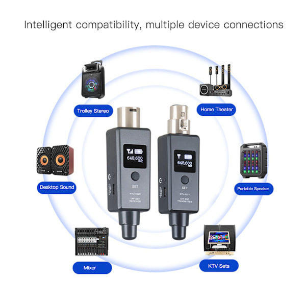 Langaton mikrofonijärjestelmä XLR-langaton lähetin ja vastaanotin Langaton mikrofonisovitin dynaamiselle mikrofonille
