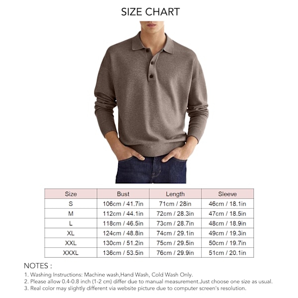 Herr Casual Topp Nedvikt Krage Knäppning Långärmad Andningsbar Herr Casual Passform Topp för Höst Mörk Khaki S