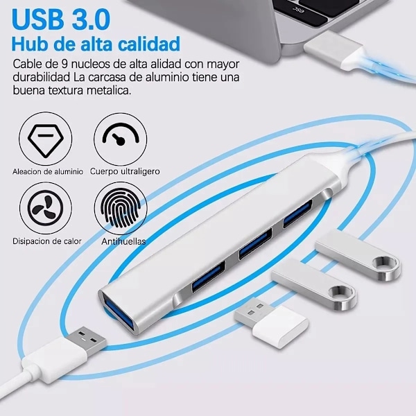 USB C Hubb För Enheter Med Typ C-Port, Bred Användning 4 USB-Portar Adapter Expander Med Användarvänlig Design, Portabel Och Lätt Att Flytta Mellan