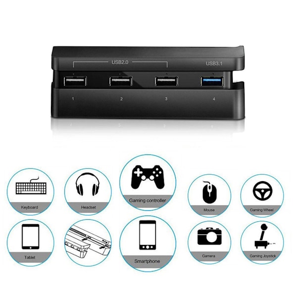PS4 Slim -pelikonsolin HUB, 4 USB -portin HUB PS4 Slimille, USB