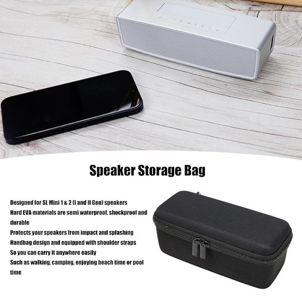 Højttaler Hard Carrying Case Bærbar Beskyttelse Hard EVA Case til SL Mini 1 & 2 (I og II Gen) Højttalere (Ydre Sort Indre Grå)