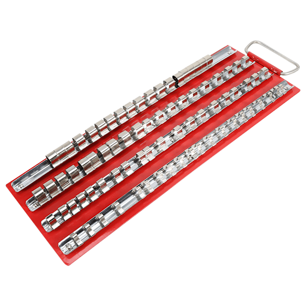 Heavy Duty Socket Bakke Rack Organizer 1/2 1/4 3/8 Tommer Garage Værksted Skinne Værktøjsholder 80stk