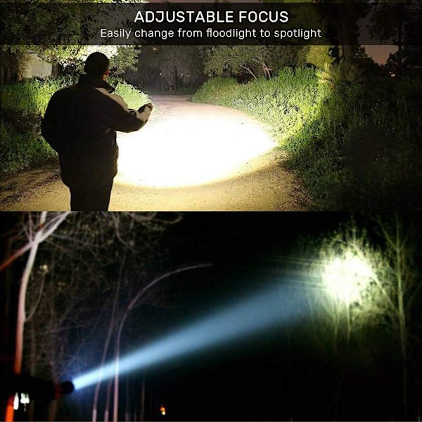 Ultraljus Stark Uppladdningsbar USB LED Ficklampa, Hög Lumen Justerbart Fokus, Mini Storlek & Halkfri Design för Daglig Användning, Promenader med Hundar, Vandring,