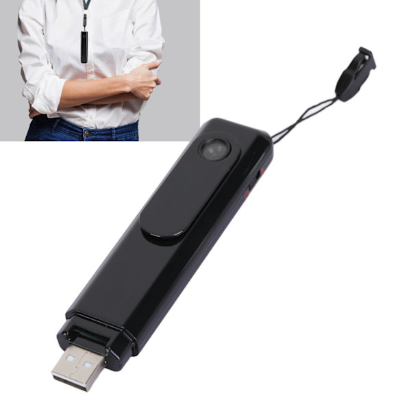 Kroppskamera 1080P HD Bärbar Ryggklämma Design Laddningsbar USB 64G Minneskort Bärbar Fickkamera