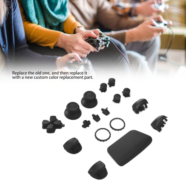 Ersättningsknappar L2 R2 Full Buttons Set Ersättningsknapp Reparationssats för PS5 ControllerSvart