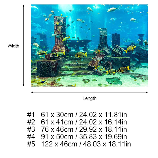Koralaquarium baggrund undervands plakat fisketank vægdekoration klistermærke 91 x 50 cm