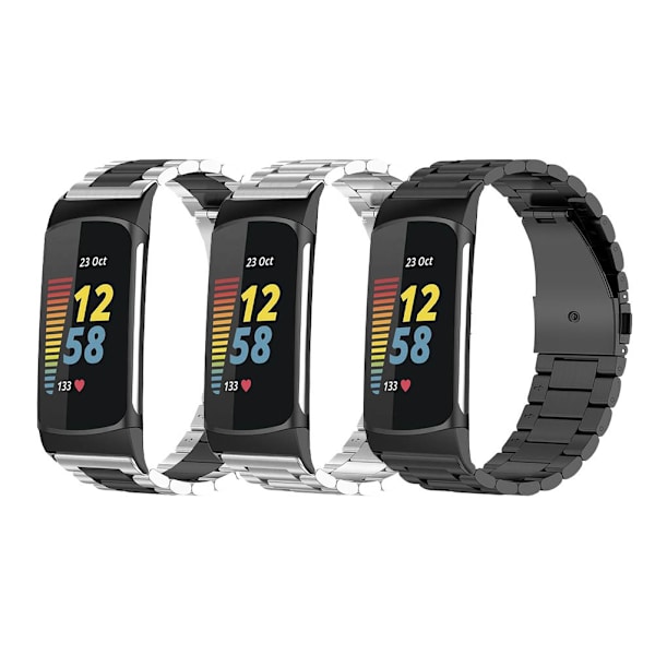 Rostfritt stålarmband Kompatibelt med Fitbit Charge 5 Klassiska snabbfrigörande armband Rem med verktyg för män kvinnor