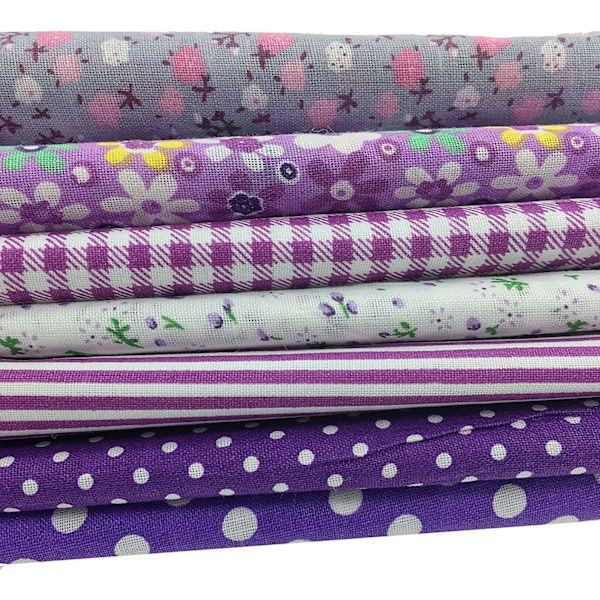 7 stk 25 x 25 cm bomullsblanding tekstil håndverk stoffpakke Fat Quarter Patchwork forhåndskutte dynelapper for DIY sying Scrapbooking prikk blomstermønster