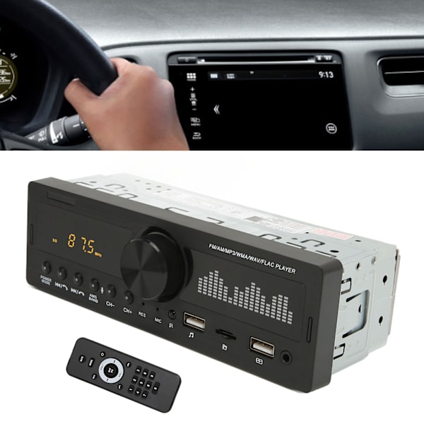 Kaksi USB-autostereoa Bluetooth Hands Free FM 87,5 MHz - 108 MHz Auton soitin Tukee MP3 WMA WAV FLAC APE