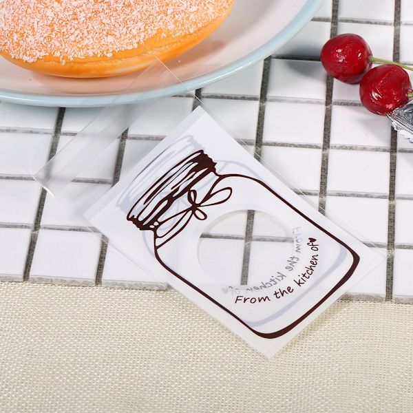 100 stk./pakke søde plastik slik, kiks, cookies gaveindpakningspose festartikler (hvid) 7cm*10cm+3cm