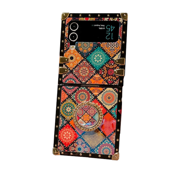 Fällbar telefonfodral TPU PC Anti Slip Sock Proof Protective Färgglad Fällbar Telefon Lyxskydd med Snöre och Stöd för Z FLIP 3