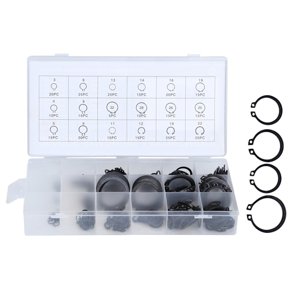300 st 2-32 mm E-klämma Snap Circlip Kit Externt Hållring Sortiment Set