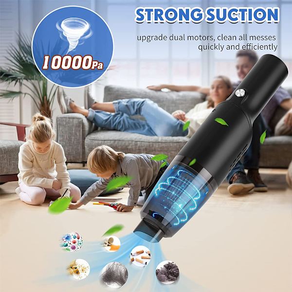 Handhållen sladdlös dammsugare, kraftfull sugkraft, USB-laddning