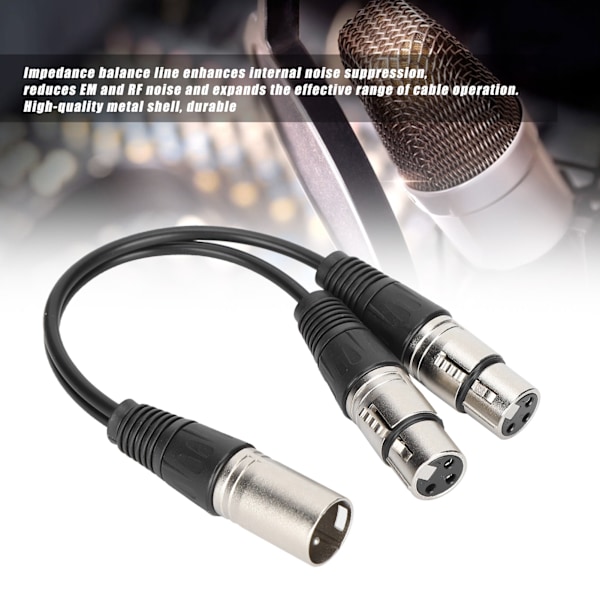 XLR Han til Dobbelt XLR Hun Kabel Mikrofon Stereo Afbalanceret Forbindelsesledning til Lydadapter Hvid 1m / 3.3ft