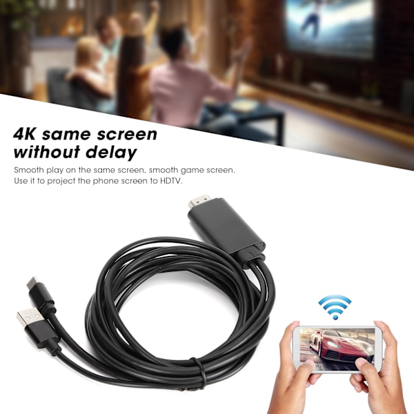 1,8M 4K Type C till HD Multimedia Interface-kabel Mobiltelefon till HDTV Sync-skärmkabel