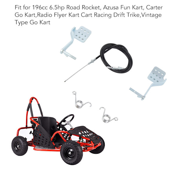 1 par Go Kart pedalkit bremse gasspedaler med 71in gasskabel til 196cc 6.5hp Road Rocket Azusa Fun Kart