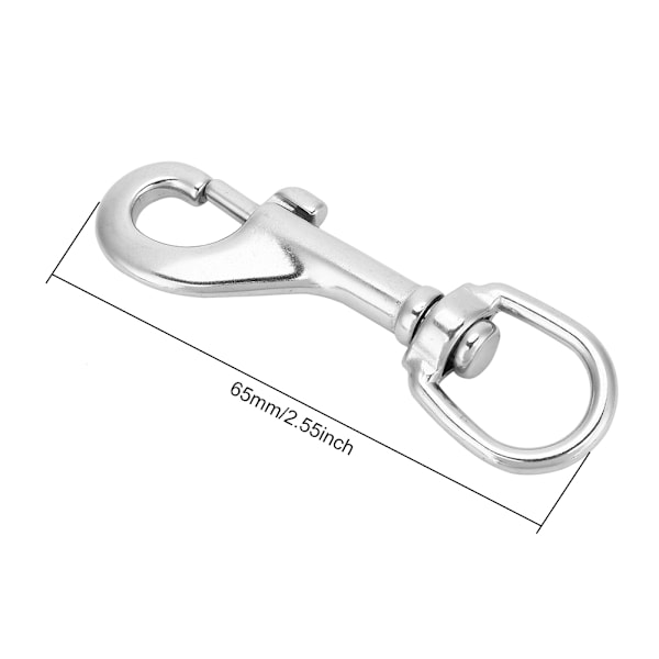 316 Stainless Steel Hook Swivel Eye Clasp Snap Hook for Straps Bags Diving (65mm)