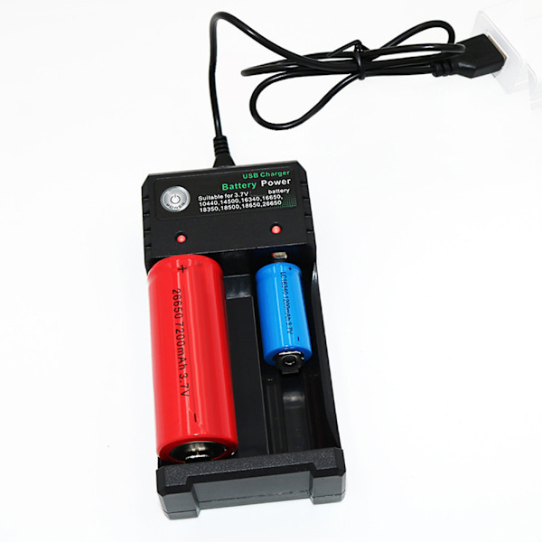 Bærbar hurtigoplader 2 slots 18650 batterioplader til genopladelige batterier