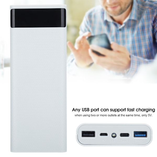 Snabbladdningsversion 8x18650 Power Bank Case USB DIY Kit Skal Batterihållare Laddningsbox Vit