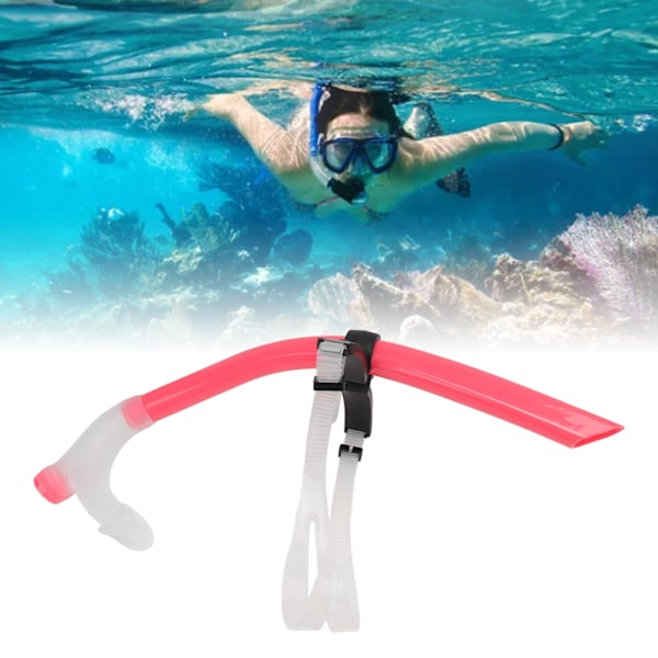 Swimming Snorkel Reduced Drag Silicone Swimming Breathing Tube with Adjustable Head Brace for Snorkeling Diving Pink