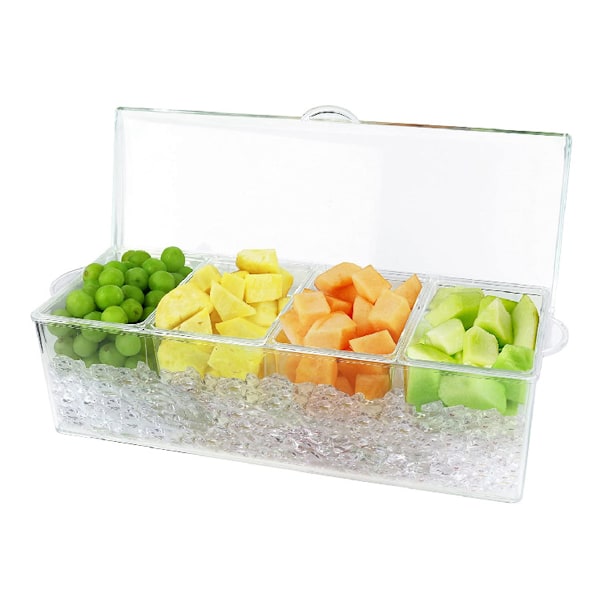 Fruktgarnityr Organizer, Mångsidig Användning med Rymlig Smart Design, Isfack Håller Kallare Temperaturer, Giftfri Splittringsfri för Inomhusbruk