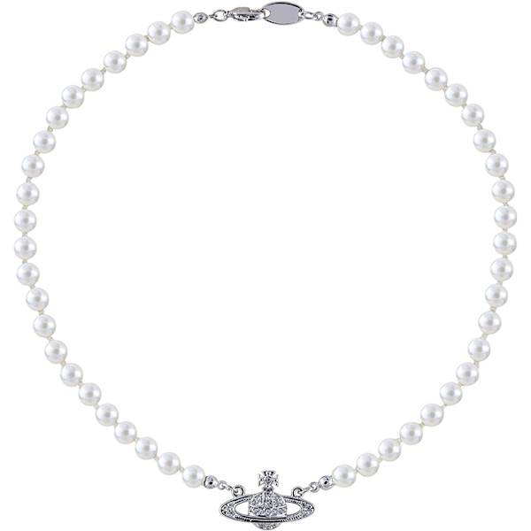 Rhinestone Faux Planet Saturn Perlekjede for Kvinner Silver